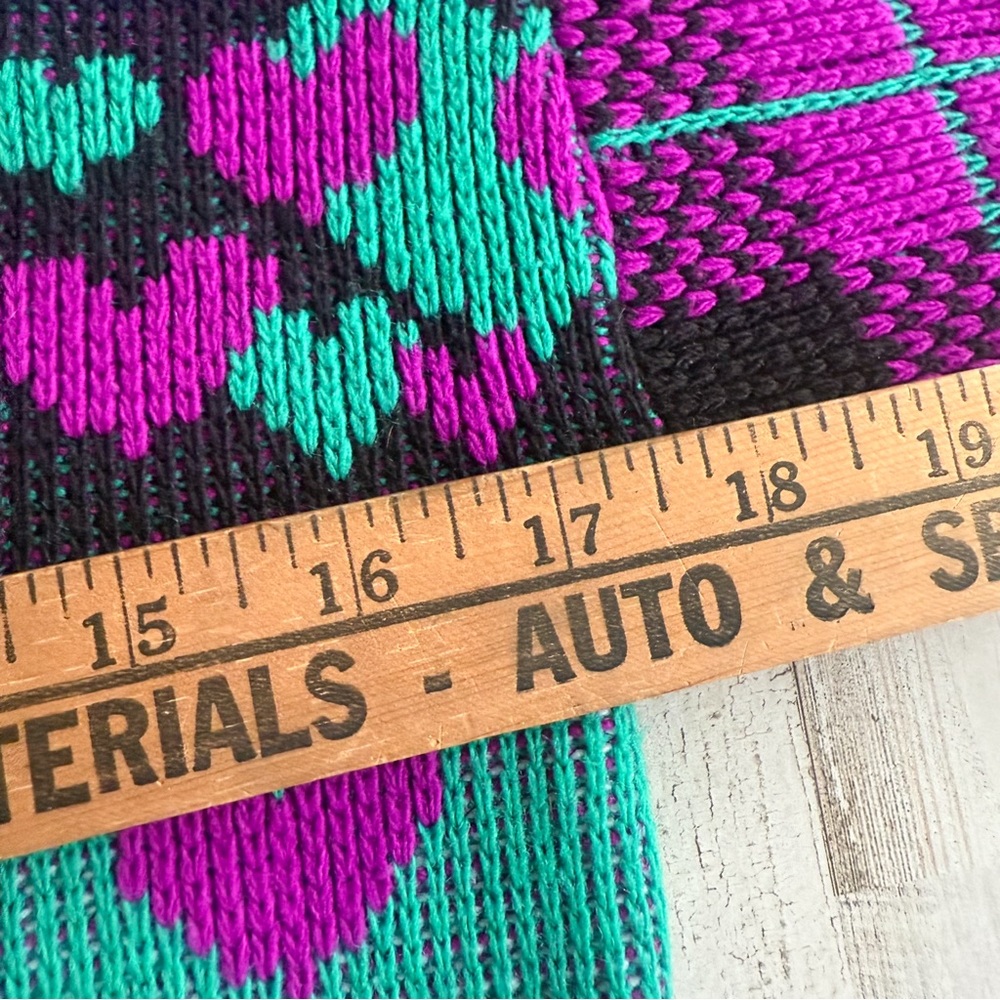 Vintage 80s Purple Green Scottie Dog Knit Sweater Hearts Plaid Girls 10-12 - Picture 9 of 11